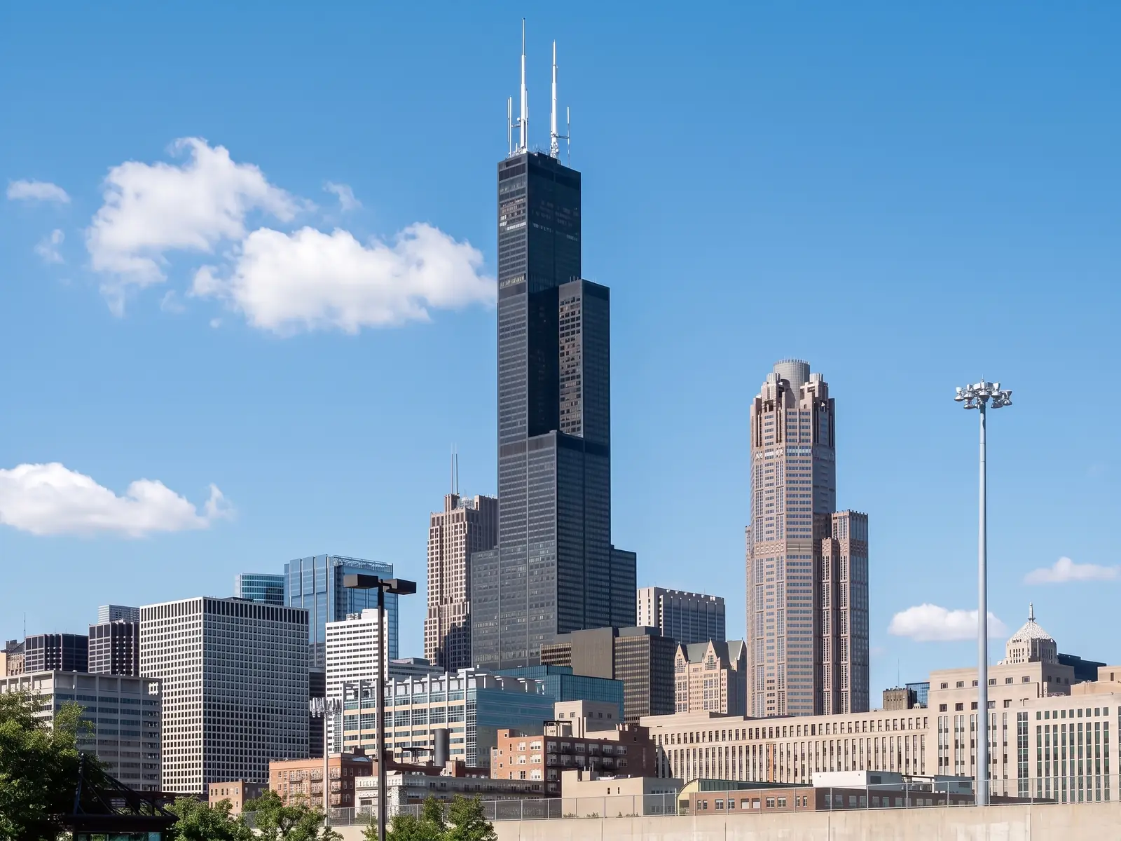 The Chicago skyline seen from the west, the direction First Class Mobility's rides into the city come from.